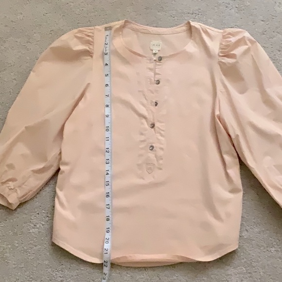 Rebecca Taylor La Vie Poplin Sleeve Jersey Tee in Ballet Pink XS - Picture 5 of 7